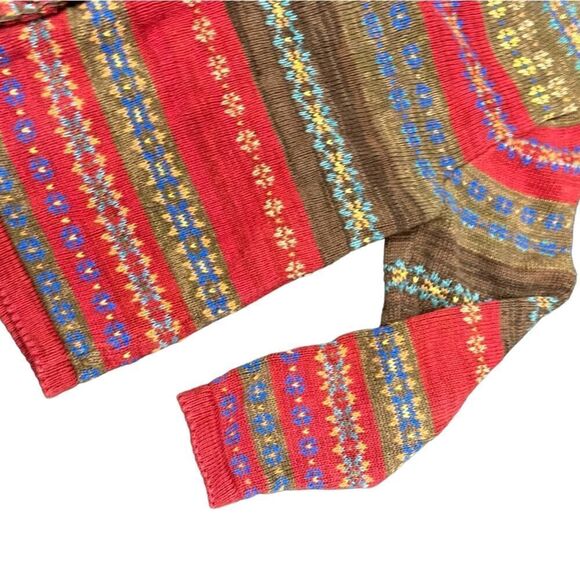 Vintage Lady’s Tiara Red & Brown Cardigan Sweater Size Petite Medium - Picture 6 of 8